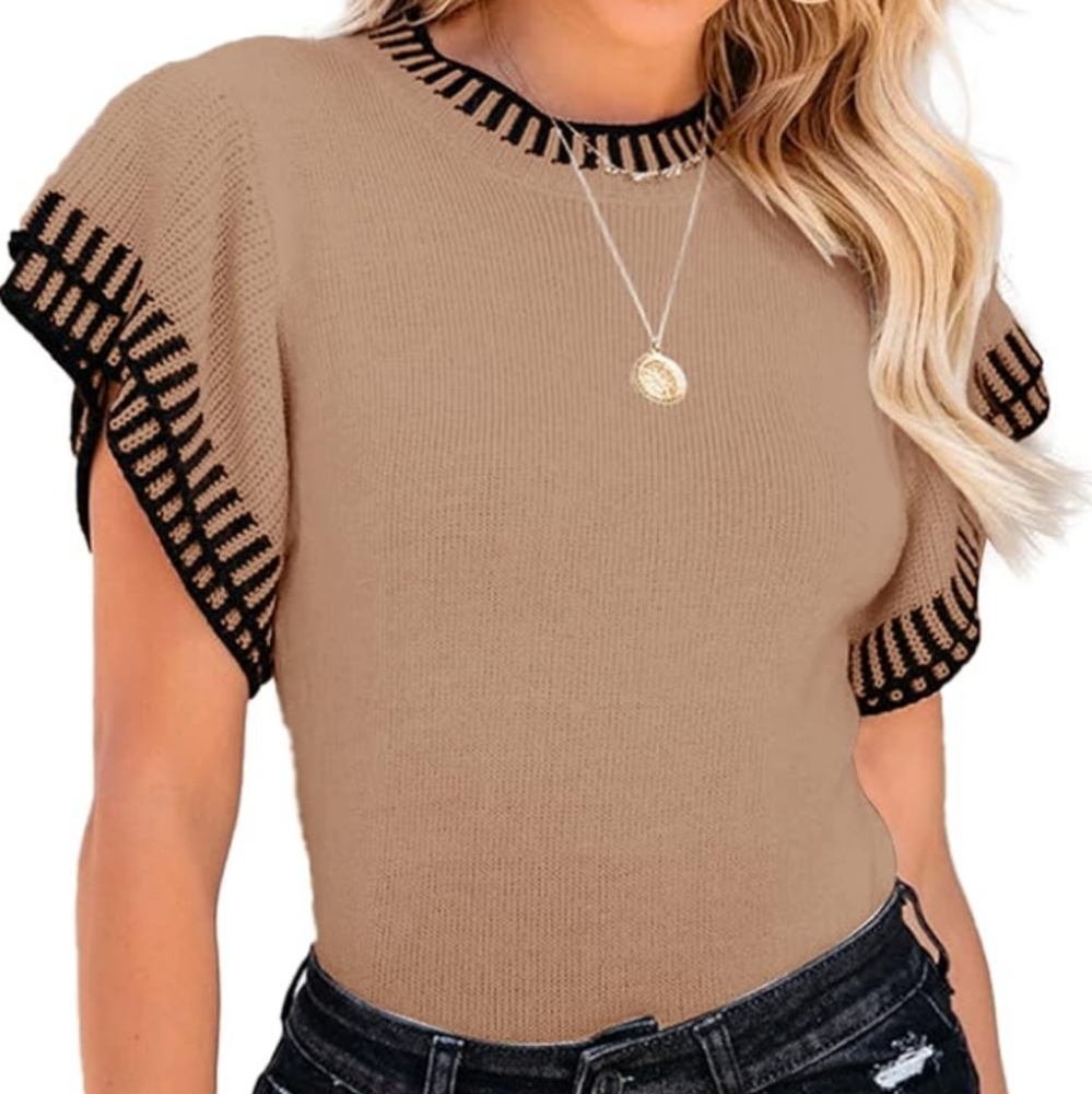 NWT Womens Short Sleeve Sweater Top
